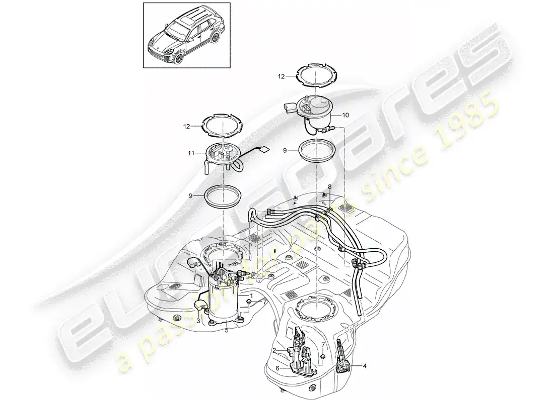 porsche 2014 (cayenne e2 92a) fuel tank part diagram