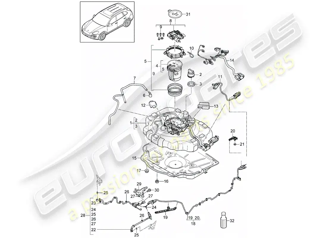 porsche 2013 (cayenne e2 92a) ex. emission control system parts diagram