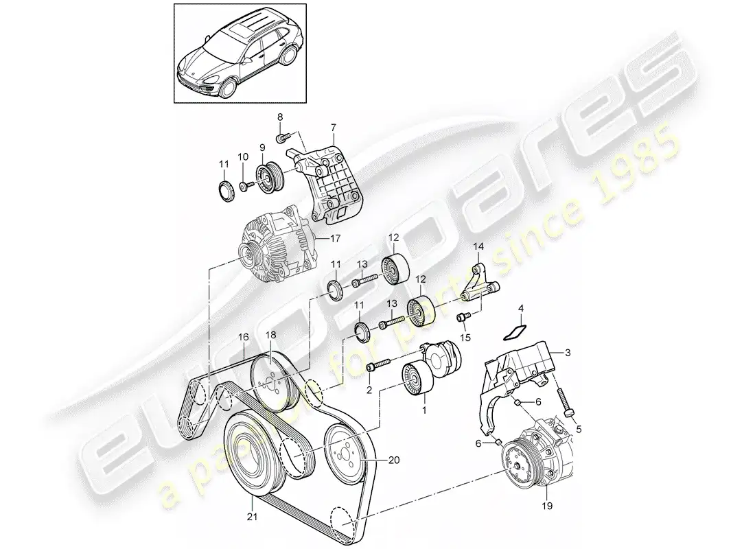 porsche 2014 (cayenne e2 92a) belt tensioner part diagram