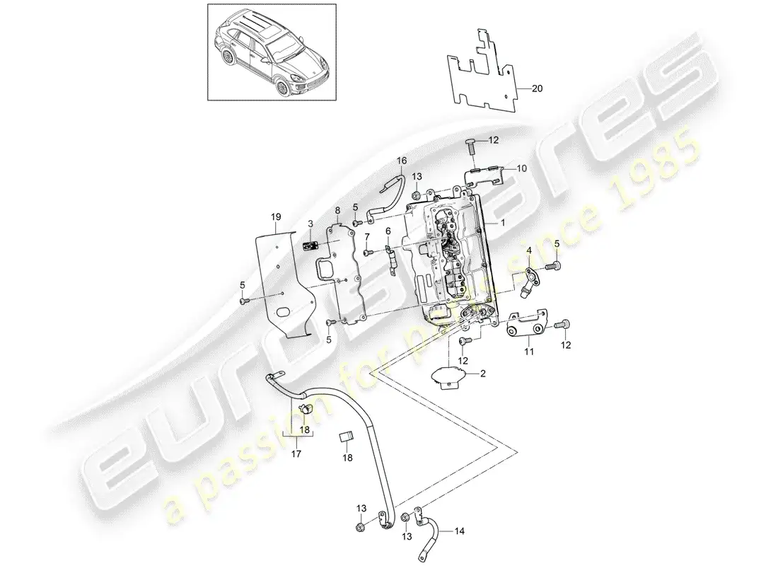 porsche 2014 (cayenne e2 92a) power and control electronics- parts diagram