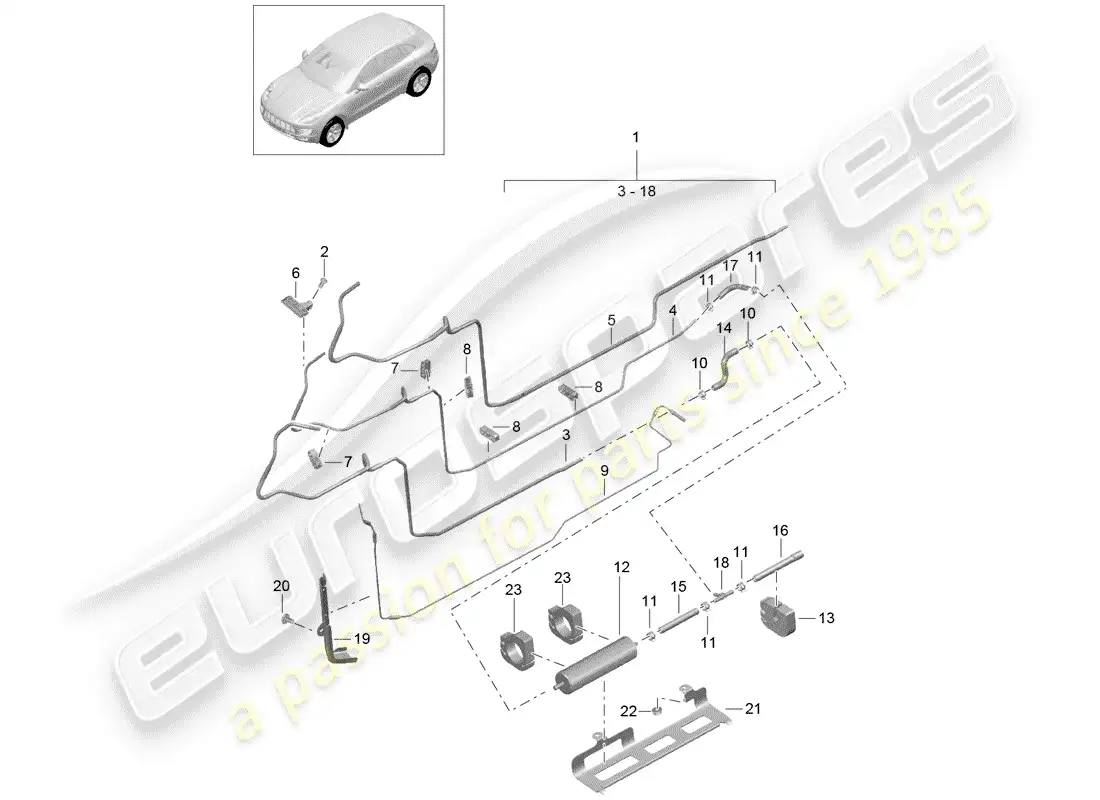 porsche 2015 (macan) fuel system parts diagram