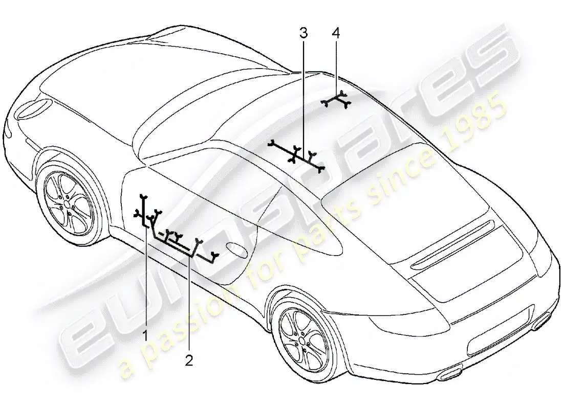 porsche 2007 (997-1) wiring harnesses parts diagram