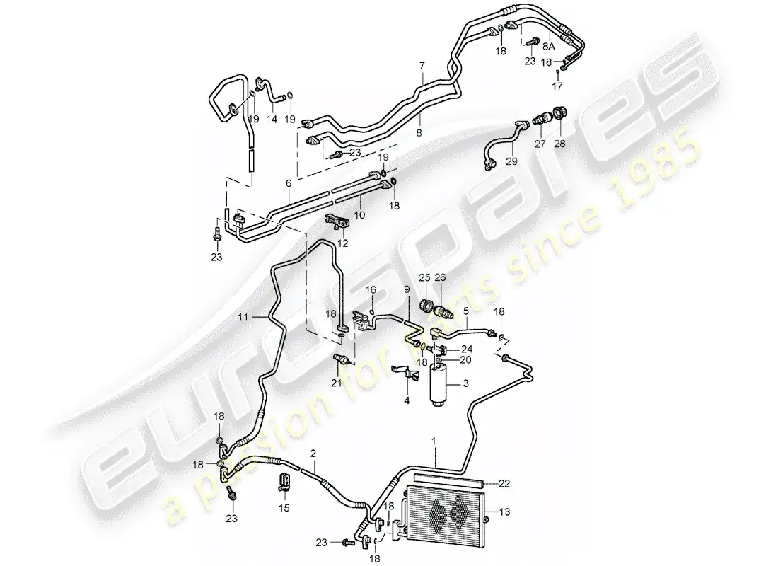 porsche 2003 (996 turbo / gt2) refrigerant circuit parts diagram