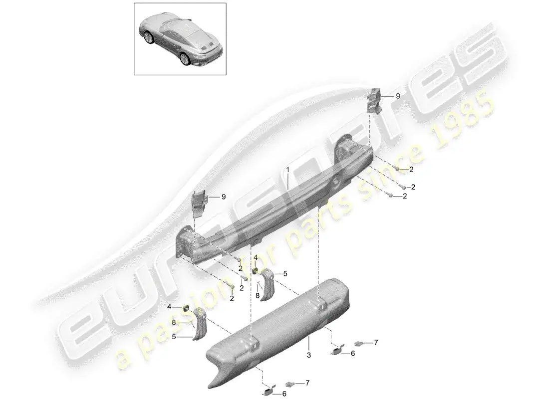 porsche 2015 (991-1 turbo) bumper bracket parts diagram