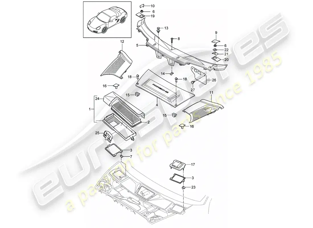 porsche 2006 (987 boxster) particulate filter parts diagram