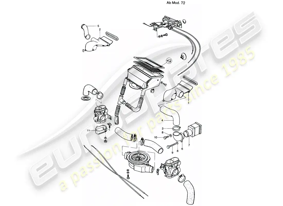 porsche 1972 (914) ventilation - heater - d - mj 1972>> parts diagram
