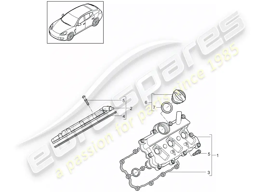 porsche 2010 (panamera 970) valve cover parts diagram