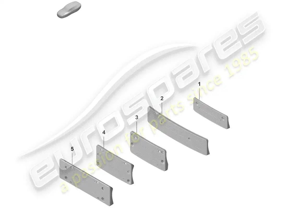 porsche 2019 (992-1) license plate bracket parts diagram
