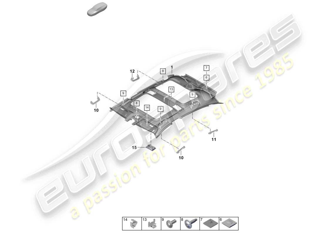 porsche 2026 (panamera 976) roof trim part diagram
