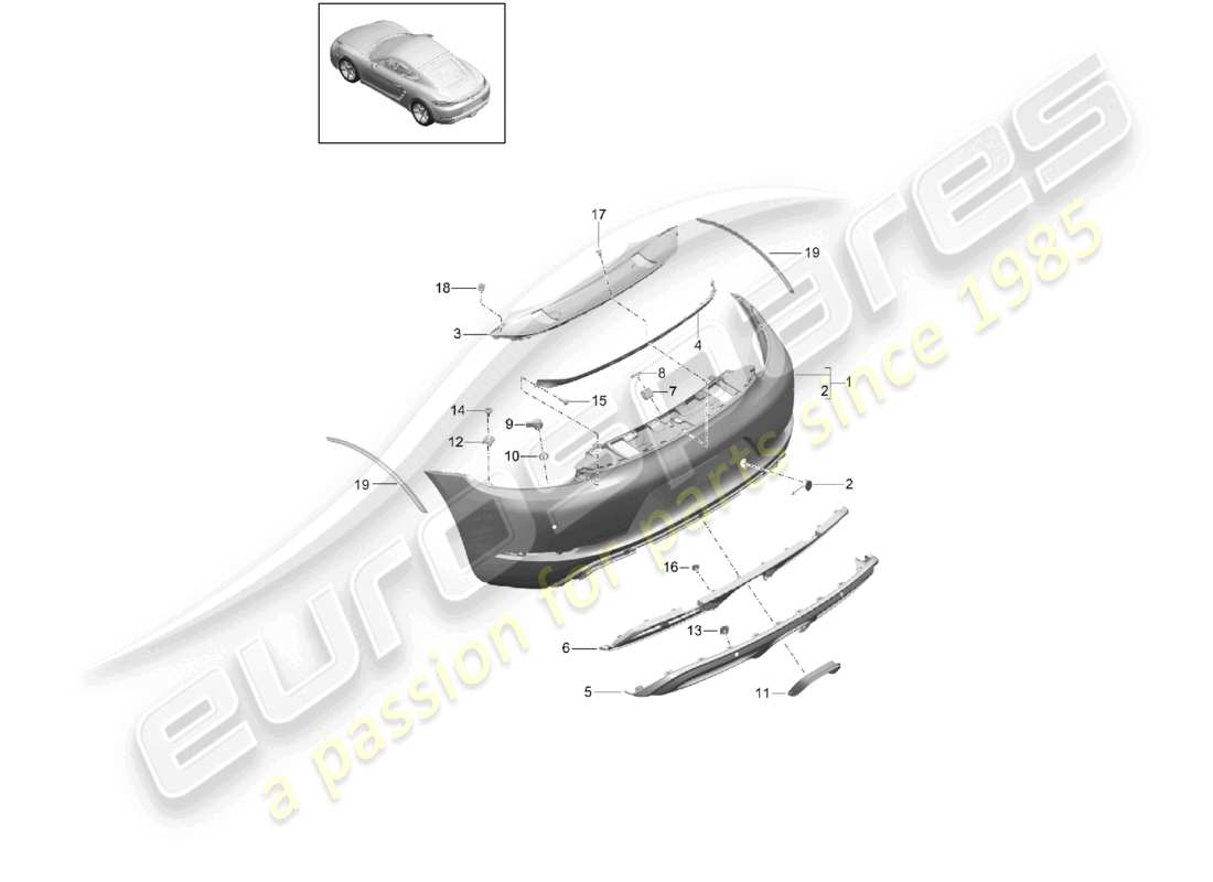 porsche 2026 (718 cayman) bumper rear part diagram