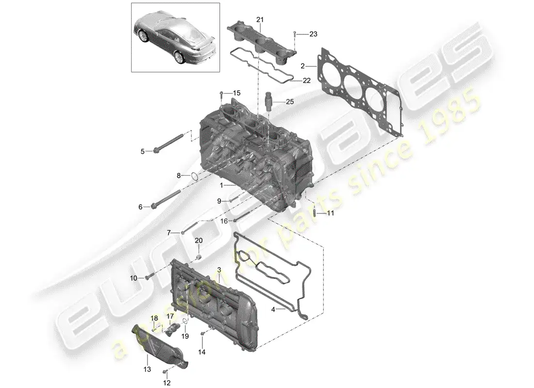 porsche 2015 (991-1 r/gt3/rs) cylinder head parts diagram