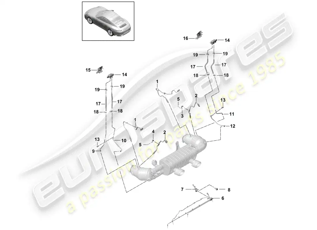 porsche 2019 (991-2) exhaust system parts diagram