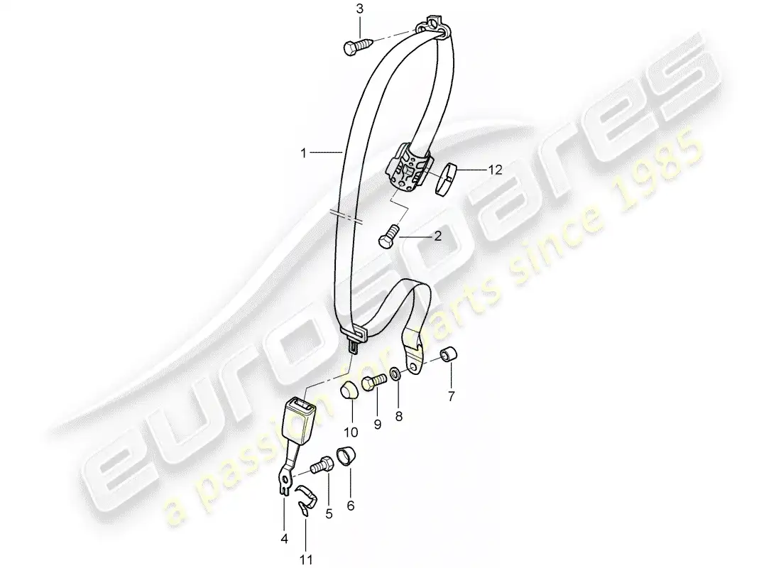 porsche 2007 (997-1) seat belt parts diagram