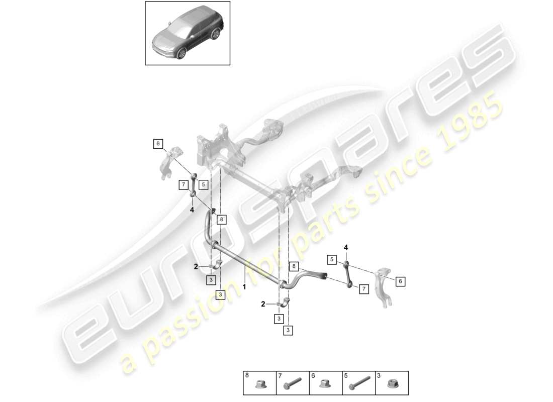 porsche 2024 (cayenne e3 9ya/9yb) anti-roll bar part diagram