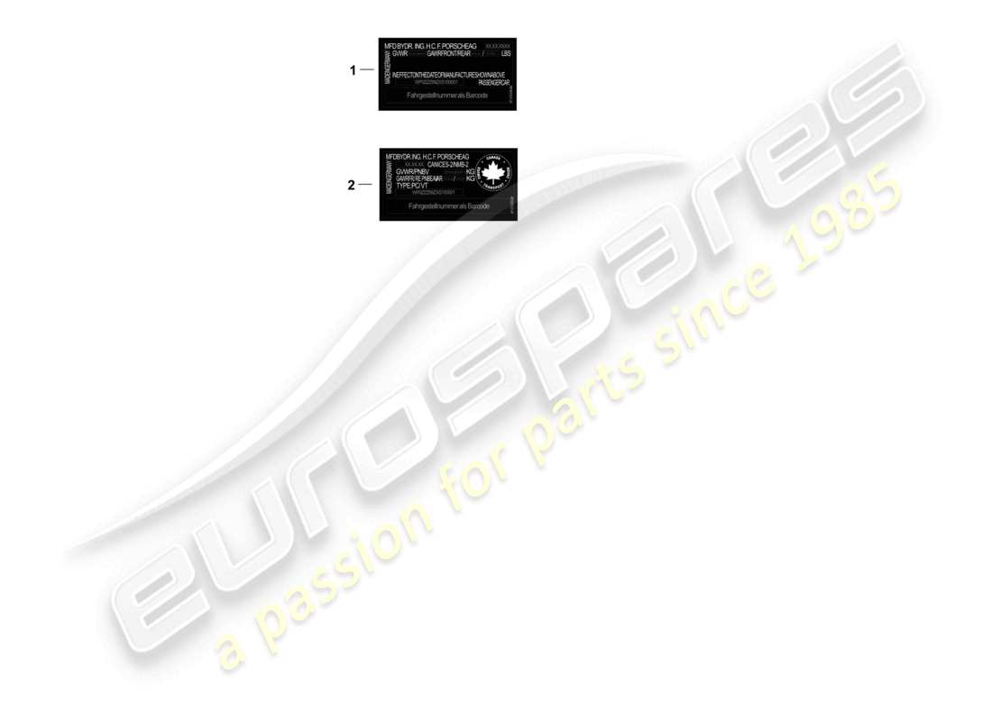 porsche 2026 (panamera 976) data tag safety certificate part diagram