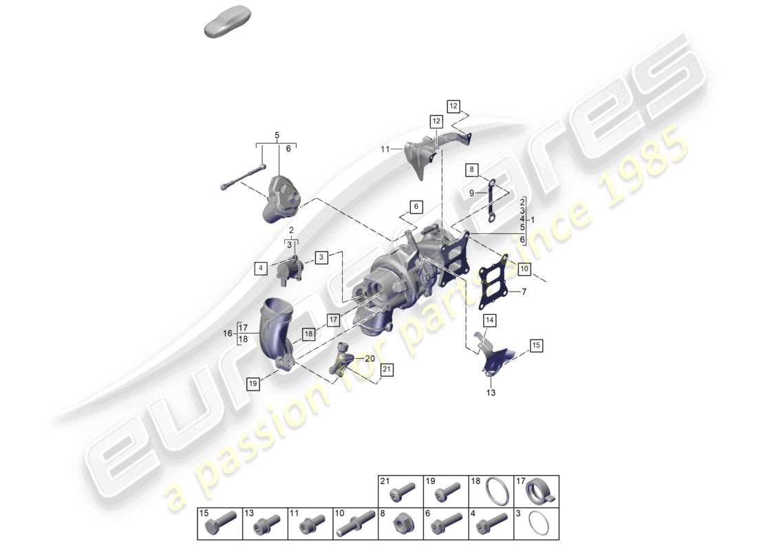 porsche 2026 (cayenne e3 pa) exhaust gas turbocharger part diagram