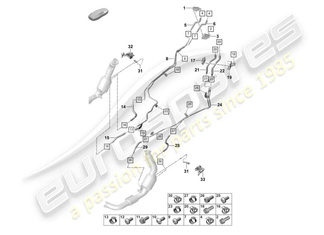 porsche 2023 (panamera 971-2) exhaust system exhaust gas treatment system sensors for vehicles with a petrol particulate filter part diagram
