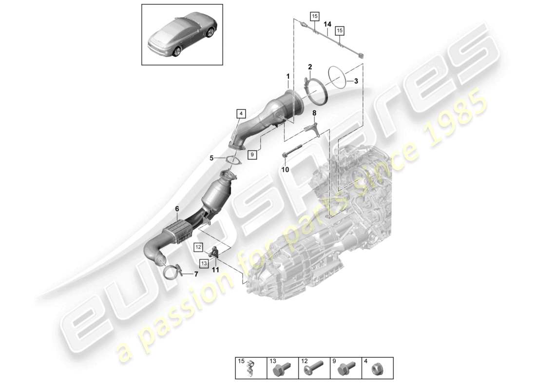 porsche 2021 (panamera 971-1) exhaust system catalytic converter parts diagram