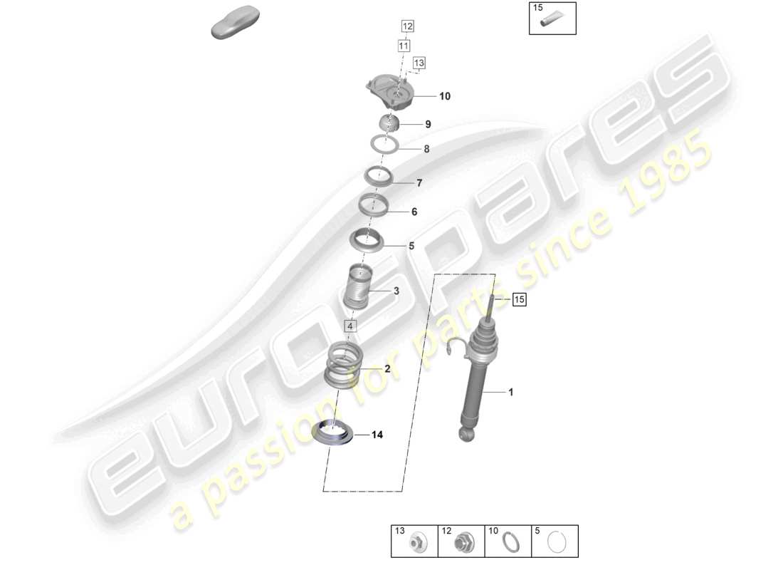porsche 2021 (992-1 gt3/rs/st) suspension shock absorbers part diagram