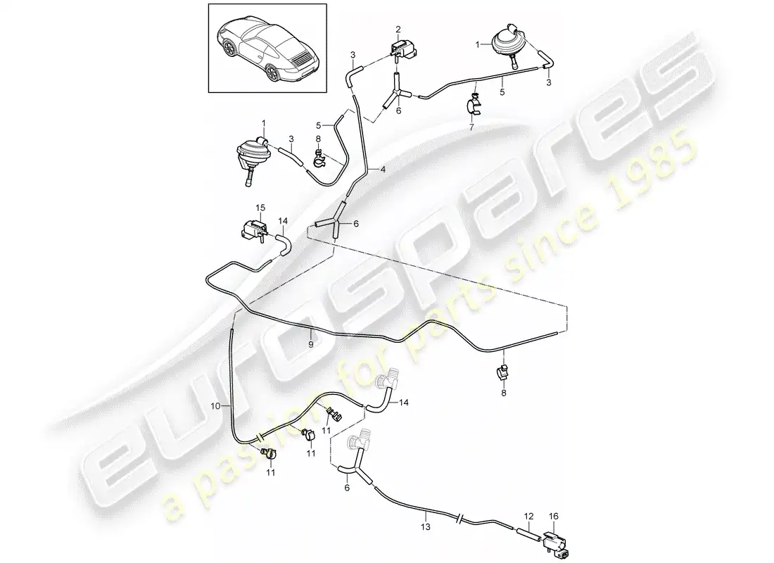 porsche 2012 (997-2) vacuum system parts diagram