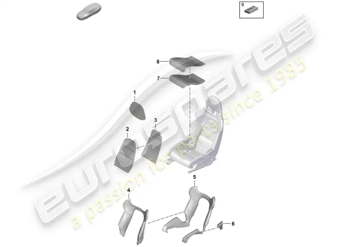 porsche 2020 (718 boxster spyder) foam part parts diagram