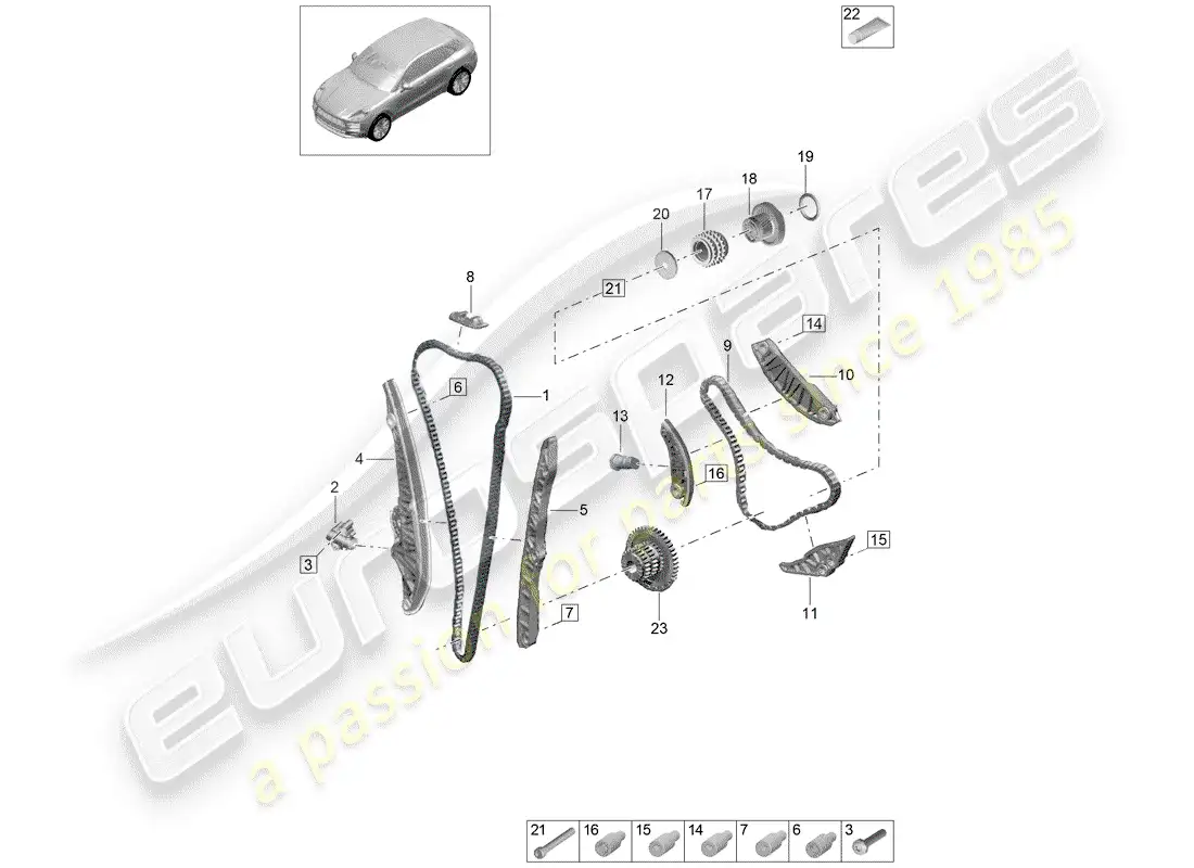 porsche 2019 (macan) timing chain parts diagram