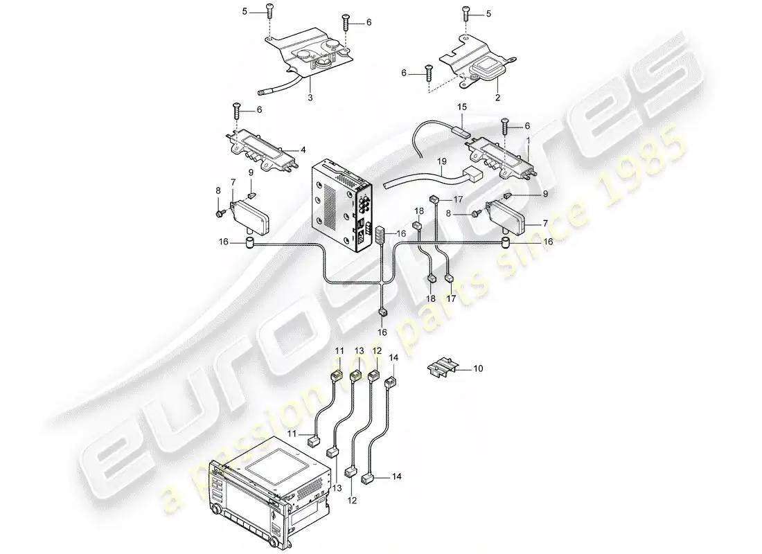 porsche 2008 (cayenne e1 9pa) antenna booster parts diagram