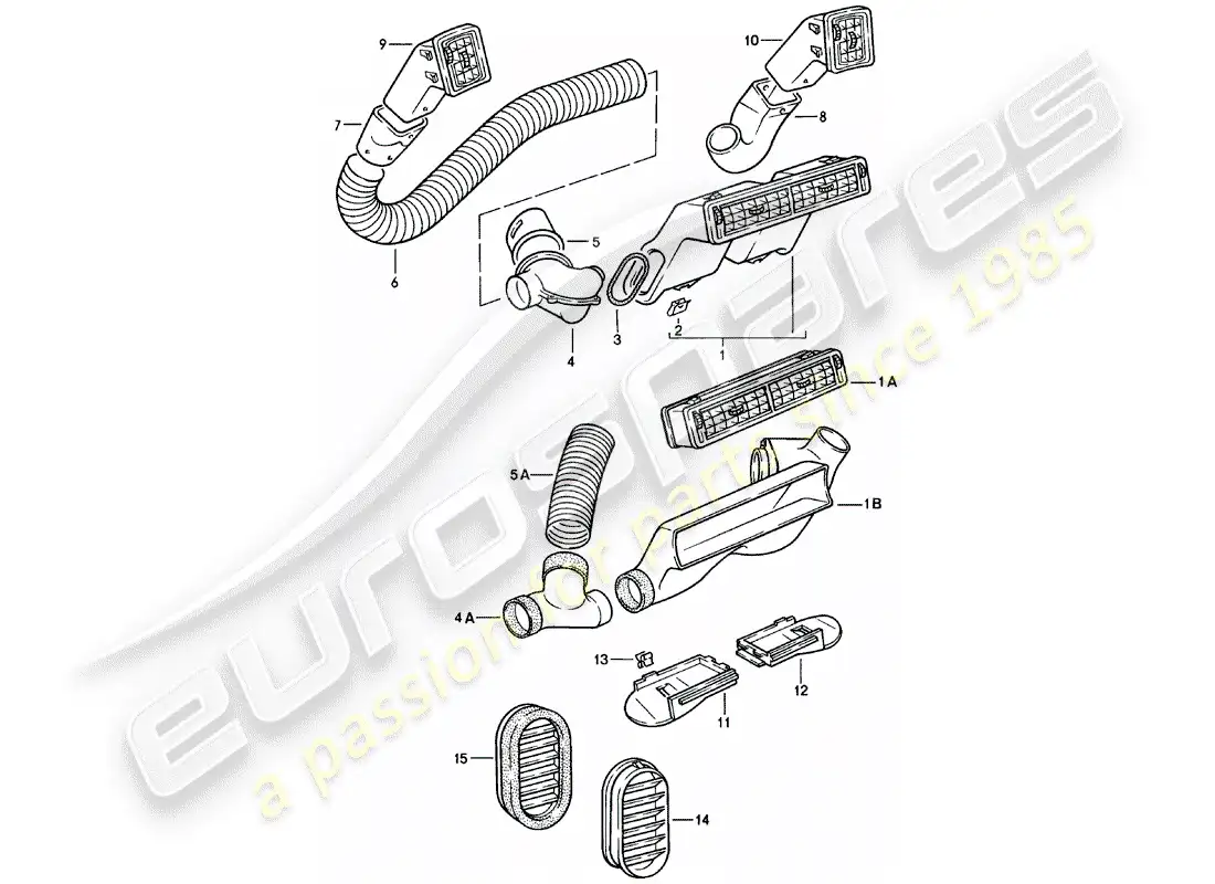 porsche 1980 (924) air vent - air hose - f >> 92-cn402 197 - f >> 93-cn100 305 - f >> 93-bn700 450 parts diagram