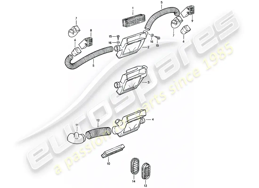 porsche 1980 (924) trim - air vent - air hose - f 92-cn402 198>> - f 93-cn100 306>> parts diagram