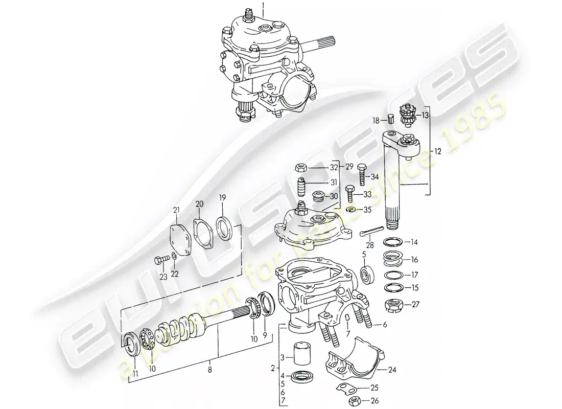 porsche 1955 (356/356a) steering gear - f 101 693 >> - f 61 893 >> - f 83 792 >> parts diagram