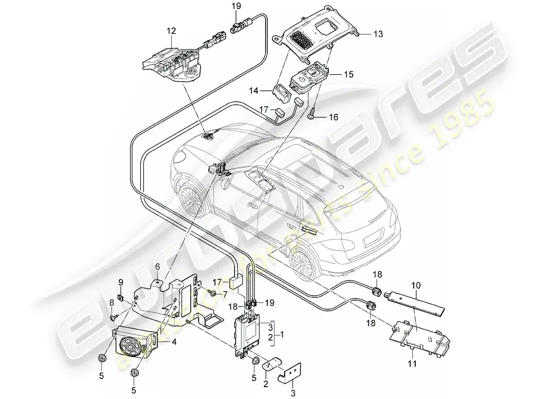 porsche 2014 (cayenne e2 92a) emergency call module parts diagram