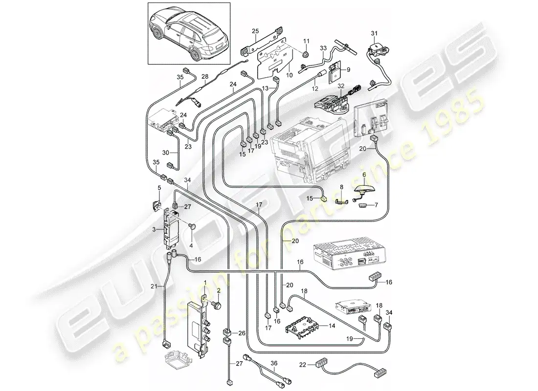 porsche 2014 (cayenne e2 92a) antenna booster parts diagram