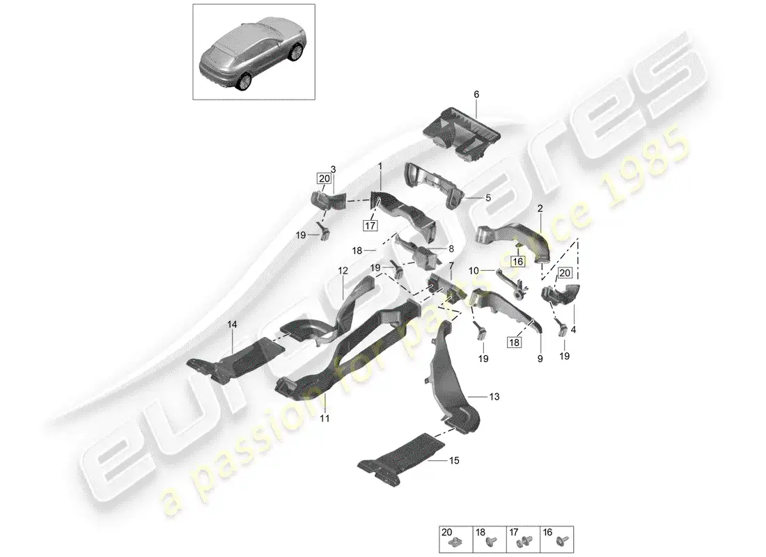 porsche 2020 (macan) air duct parts diagram