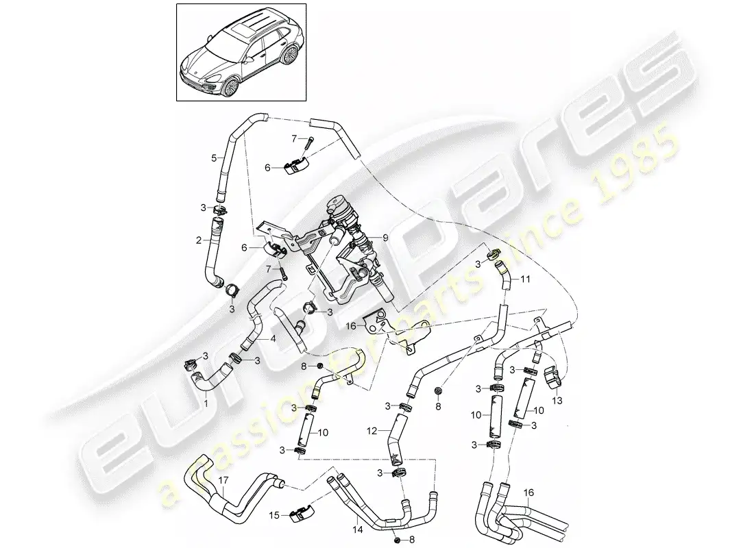 porsche 2014 (cayenne e2 92a) heater part diagram