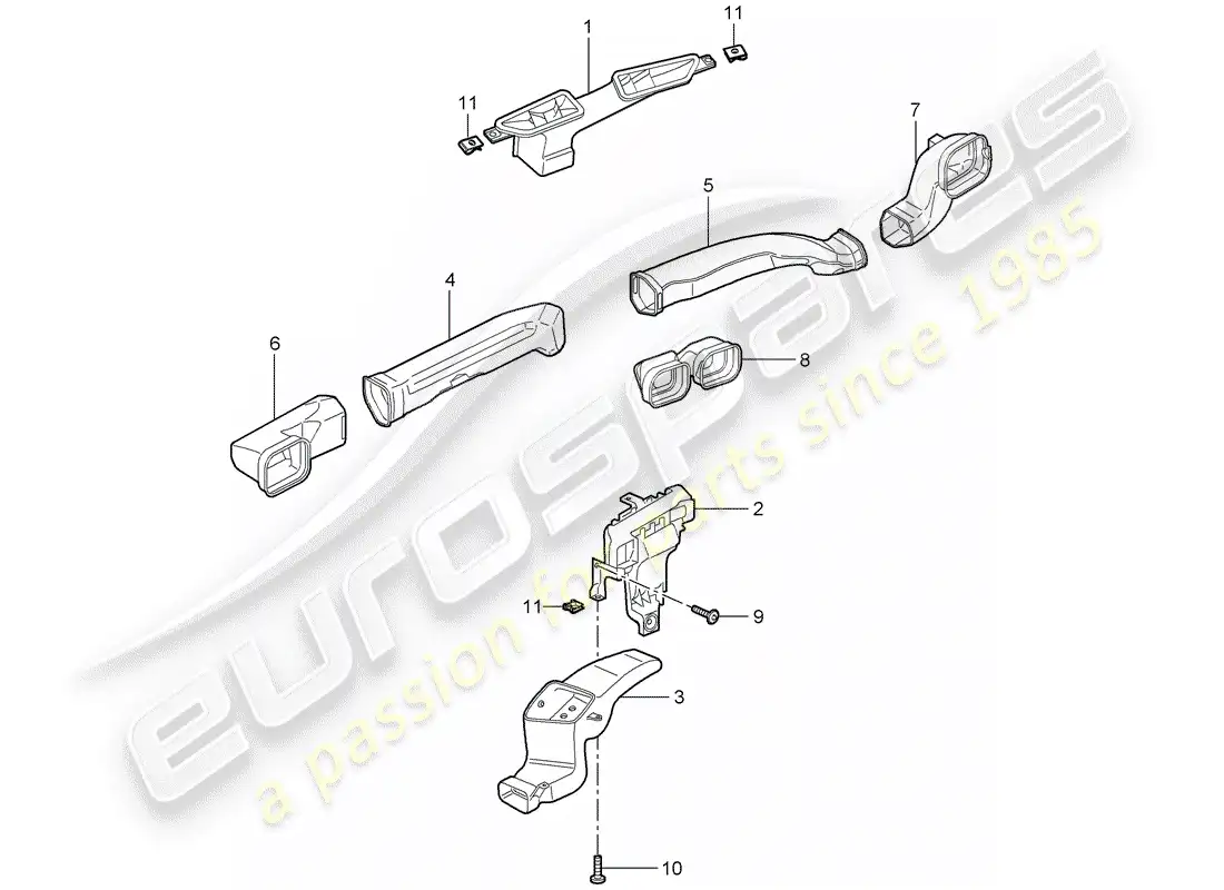 porsche 2008 (997-1 gt3) air distributor parts diagram
