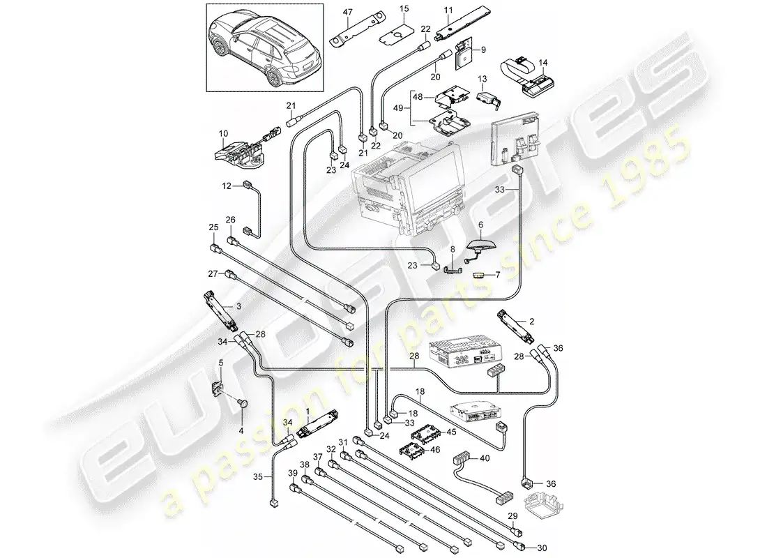 porsche 2014 (cayenne e2 92a) antenna booster parts diagram