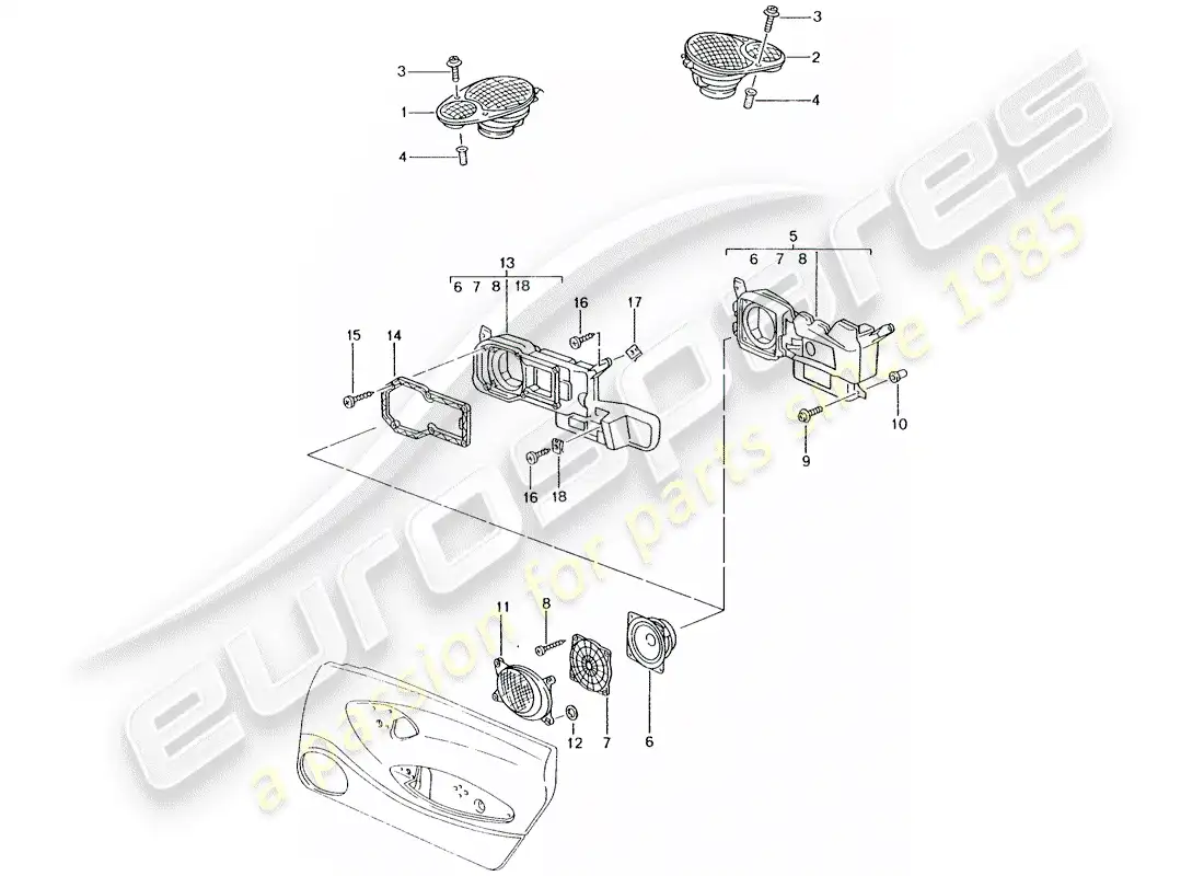 porsche 2002 (996) loudspeaker - loudspeaker - m 680/mj.02- - see main and sub-group: - 9/11/06 parts diagram