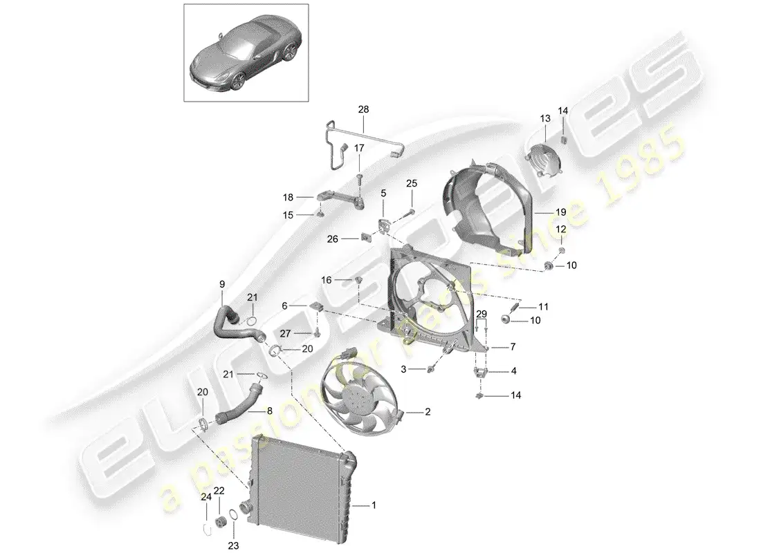 porsche 2015 (981 boxster) water cooling 2 parts diagram