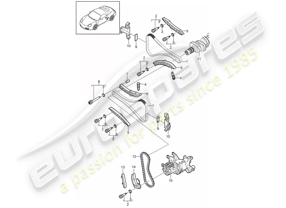 porsche 2012 (987 boxster) valve control parts diagram