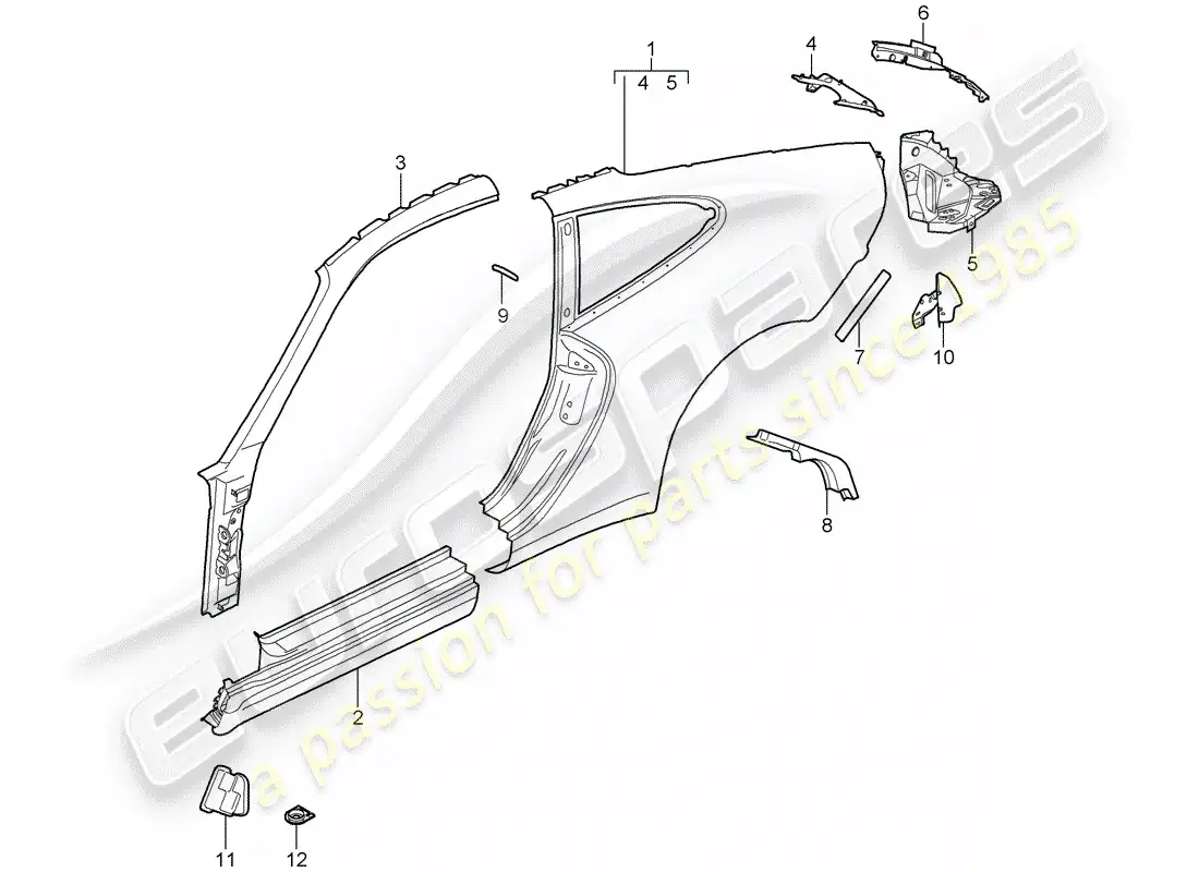 porsche 2006 (997-1) side panel parts diagram