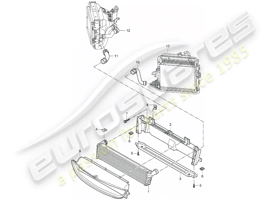 porsche 2007 (987 boxster) radiator part diagram