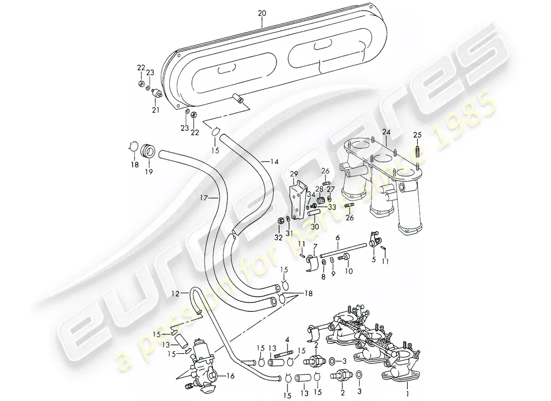 porsche 1965 (911/912) vacuum system - for - clutch release - injection system - for - sportomatic - d - mj 1969>> parts diagram