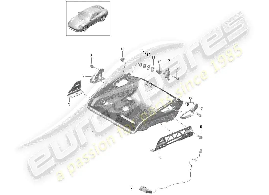 porsche 2017 (991-2) seat parts diagram