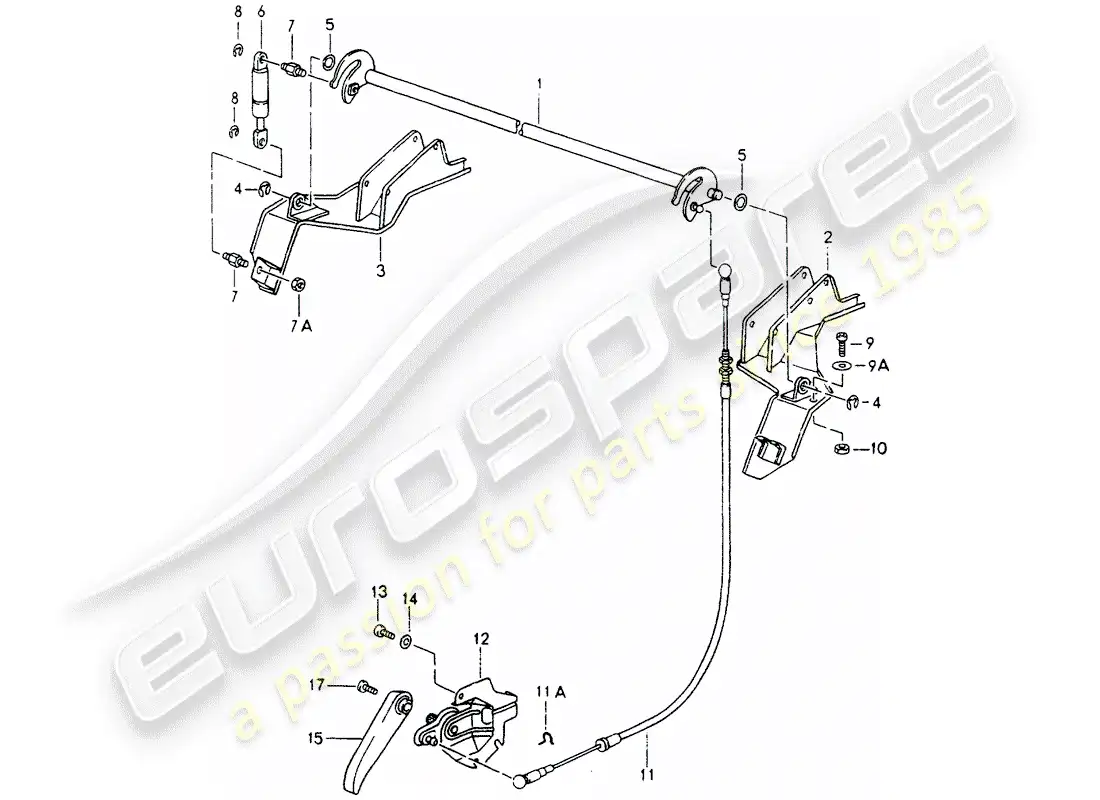 porsche 1989 (964) rear covering - relay shaft - single parts parts diagram