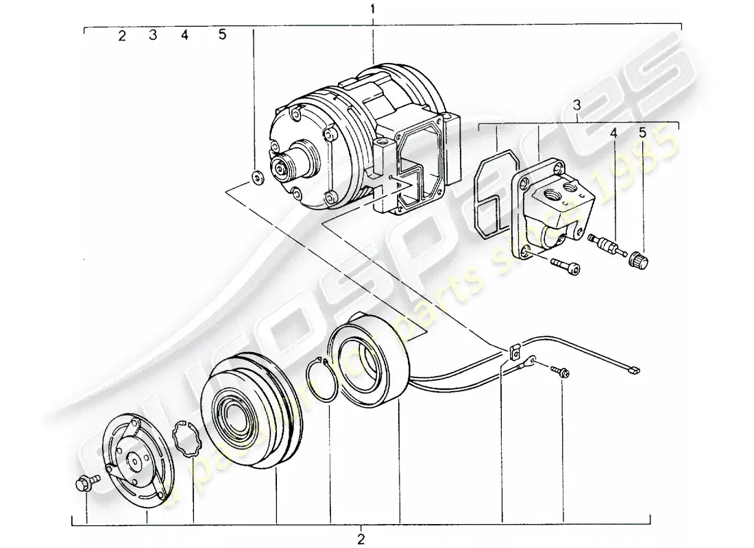 porsche 1989 (964) compressor parts diagram