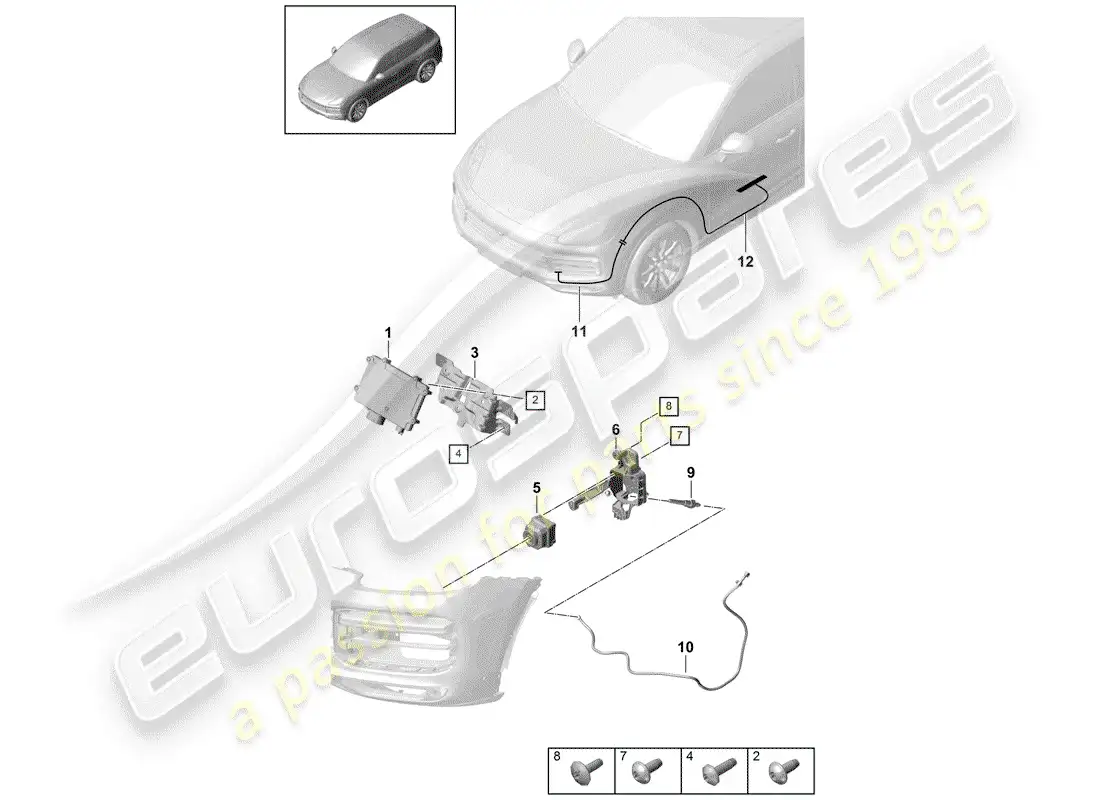 porsche 2019 (cayenne e3 9ya/9yb) single parts parts diagram