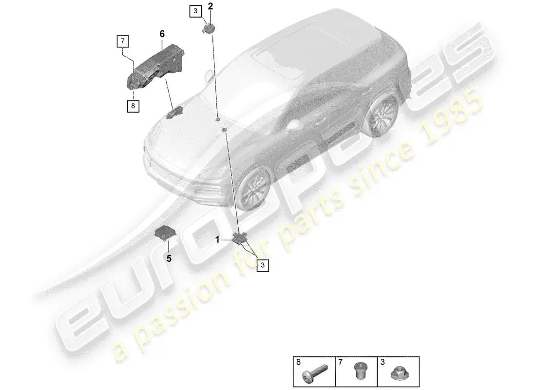 porsche 2019 (cayenne e3 9ya/9yb) electronic control module parts diagram