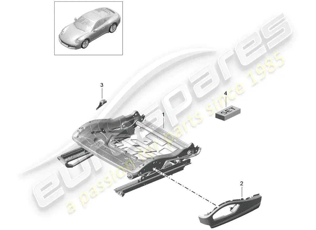 porsche 2020 (991-2) seat frame parts diagram
