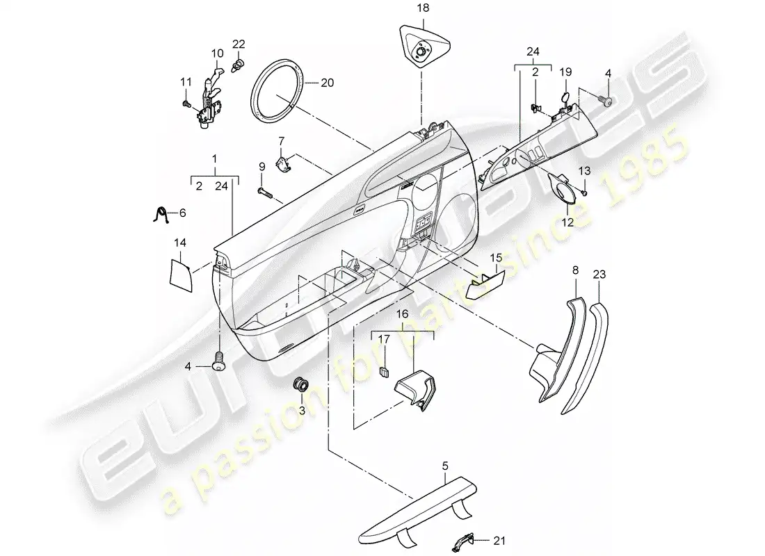 porsche 2007 (997-1 gt3) door panel part diagram