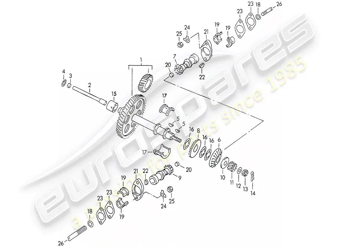 porsche 1961 (356b/356c) driving mechanism - for - valve control parts diagram